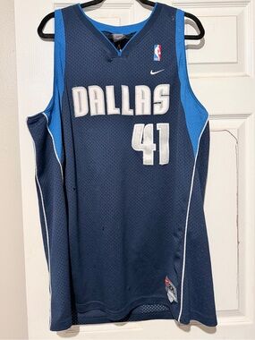 NBA Dallas Mavericks Navy and Light Blue #41 Basketball Jersey